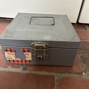 Vintage Gray Metal Porta-File Storage Box