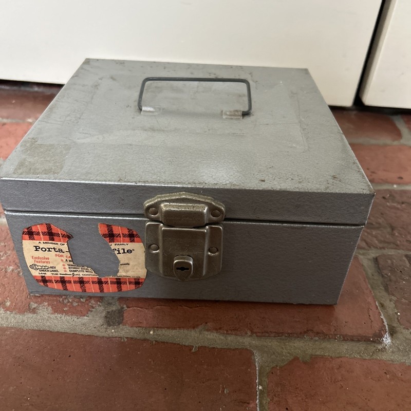Vintage Gray Metal Porta-File Storage Box