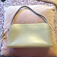 Radley London greyLeather Shoulder Bag, Zip, Scottie Charm, Inner Pockets
