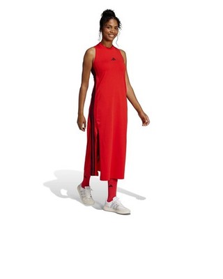  Kleid Dress DAMEN Adidas Essentials 3-Stripes Long Racerback Rot Baumwolle 