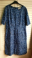 Vintage TOAST original Blue Abstract Print Dress UK 14  Vintage Style Cotton