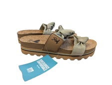 Reef Knotty Vista Hi Slide Sandals Women Elm Green Platform Wedge Cork Size 9