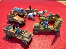 6 x Milit&auml;r Fahrzeug Panzer 1935 antik Erzgebirge Miniatur Spielzeug Holz LKW