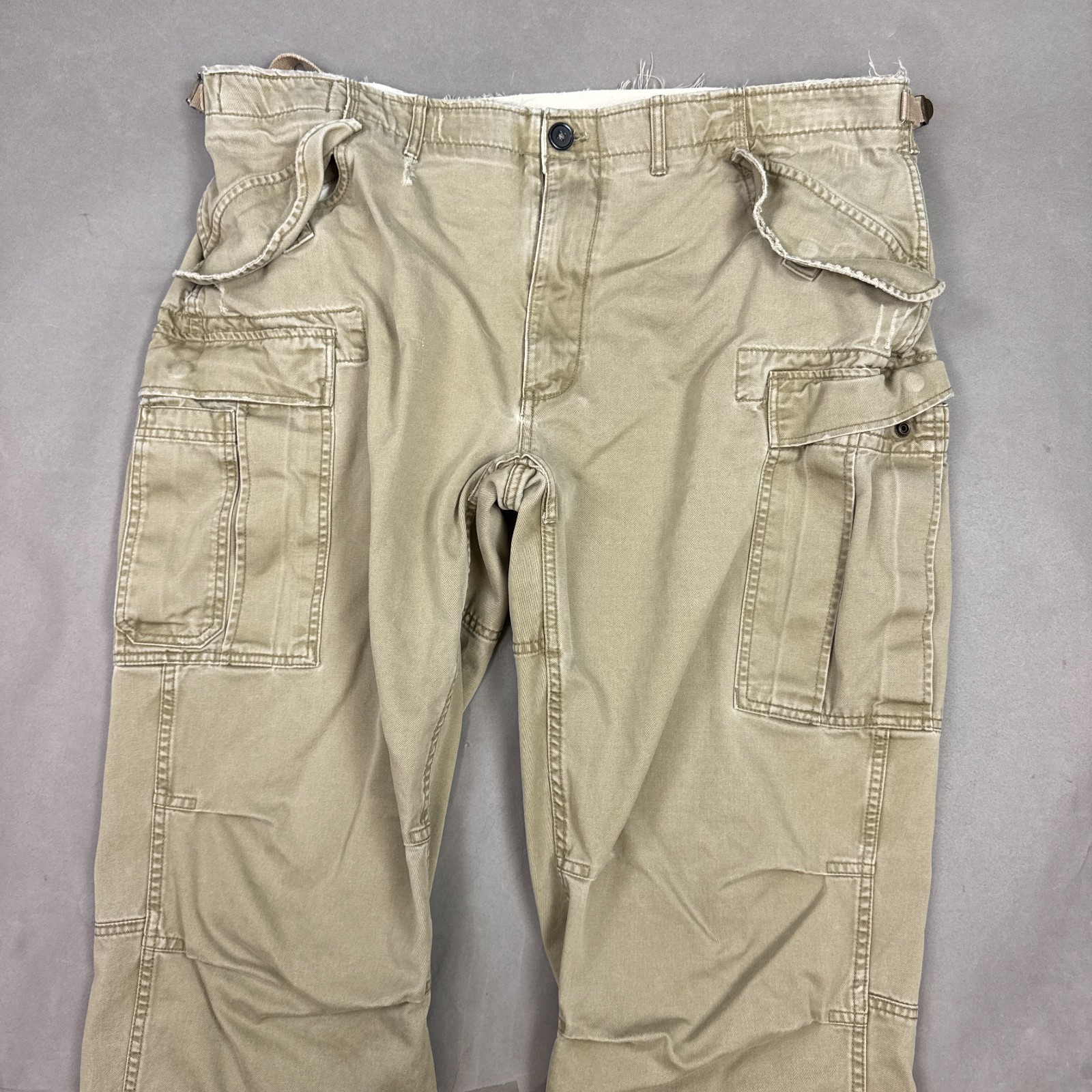Vintage Polo Ralph Lauren Pants Mens 40x30 Beige Cargo Paratrooper Distressed