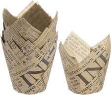 HARFINGTON 50pcs Tulip Cupcake Liners Greaseproof Baking Cups Paper Natural