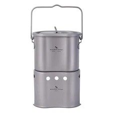 Boundless Voyage Titanium Pot with Wood Stove Set Ultralight Cup Mug with Lid...