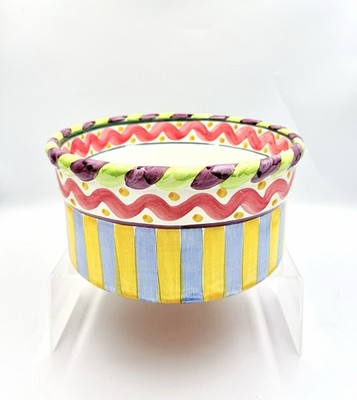 MacKenzie Childs Piccadilly Large 9 Souffle Dish Retired Pattern Great Condition