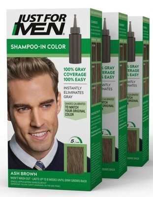 Just For Men Shampoo-in Hair Dye for Men, H-20 Ash Brown   3 PACK