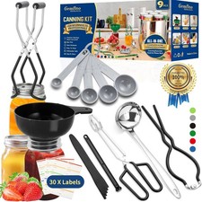 Canning Supplies Starter Kit,Canning Kit for Beginners of 9 with Jar Lifter