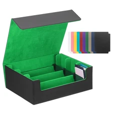 Trading Card Storage Box, Game Deck Box, Card Case, Black/Dark Green