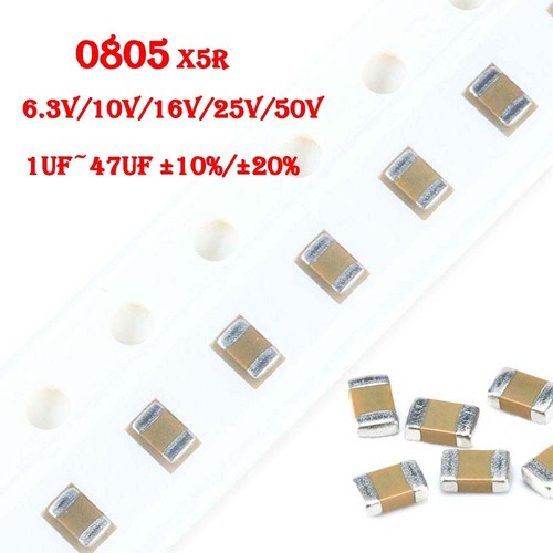 6.3V/10V/16V/25V/50V 0805 X5R SMD/SMT Ceramic Capacitors 1uF47uF ±10