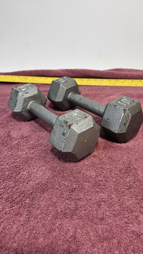 Barbell Cast Iron Hex Dumbbell Weight Set Two (2) 10 lb Each- Work Out, Lifting - Picture 3 of 6