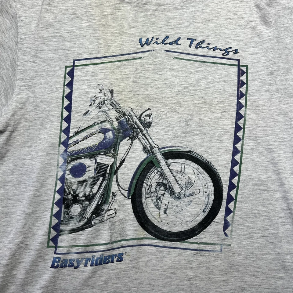 Vintage Easyriders Motorcycles 1990 Wild Things Biker Faded Shirt Size Large - Image 3 of 4