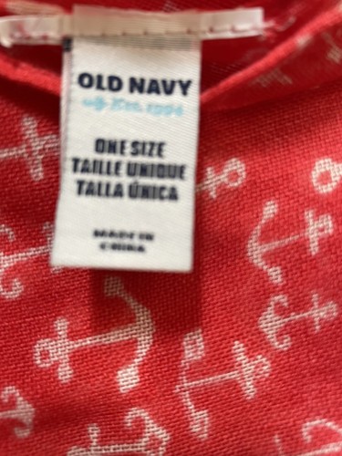 Old Navy 100% Rayon Thin 29x75” Wrap Scarf Orange With White Anchor’s - Picture 2 of 4