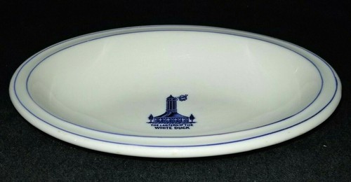 Tazón de postre ovalado, artículos de restaurante, linterna, pato blanco, N Attleboro, MA 1930 7"L - Imagen 2 de 9