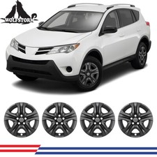 4 17 Black New Wheel Rims Snap-on Hubcaps Fits For The 2013-2018 Toyota Rav4
