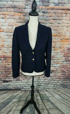 J. Crew Schoolboy Women's Navy 2 Gold Button WOOL Lined Blazer Jacket Sz 0 EUC