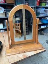 Natural Brown Pine Arched Tilting Table Top Vanity Mirror