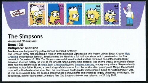 USA, SCOTT # 4399-4403, SET OF 5 FDC COVERS THE SIMPSONS FOX CARTOON SHOW, RARE - Picture 11 of 11