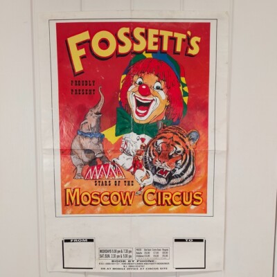 Fossett's Proudly Present Stars of Moscow Circus Poster. Clown. Elephant. Tiger.
