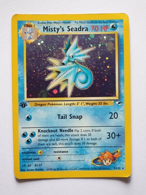 Pokemon Card - Mistys Seadra - First Edition Holo - 9/132 - Near Mint Condition!