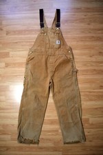 Thrashed Carhartt Brown Double Knee Overalls Workwear 38 x 30 Measure 37 x 29