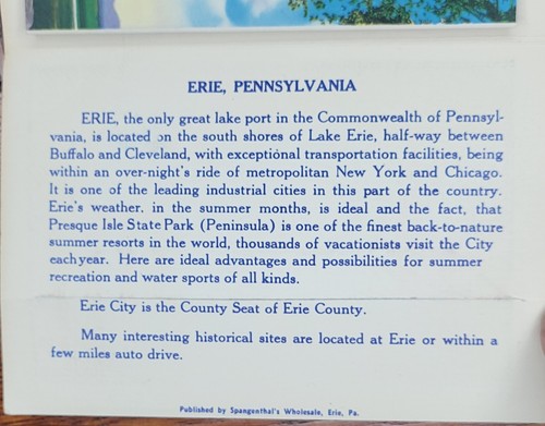 Vintage Erie PA Pennsylvania Souvenir Folder - FREE SHIP* #19 - Picture 4 of 5