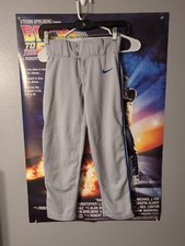 Nike Vapor Select Baseball Pants Gray Royal Blue Piping BQ6443-054 Boys Size S