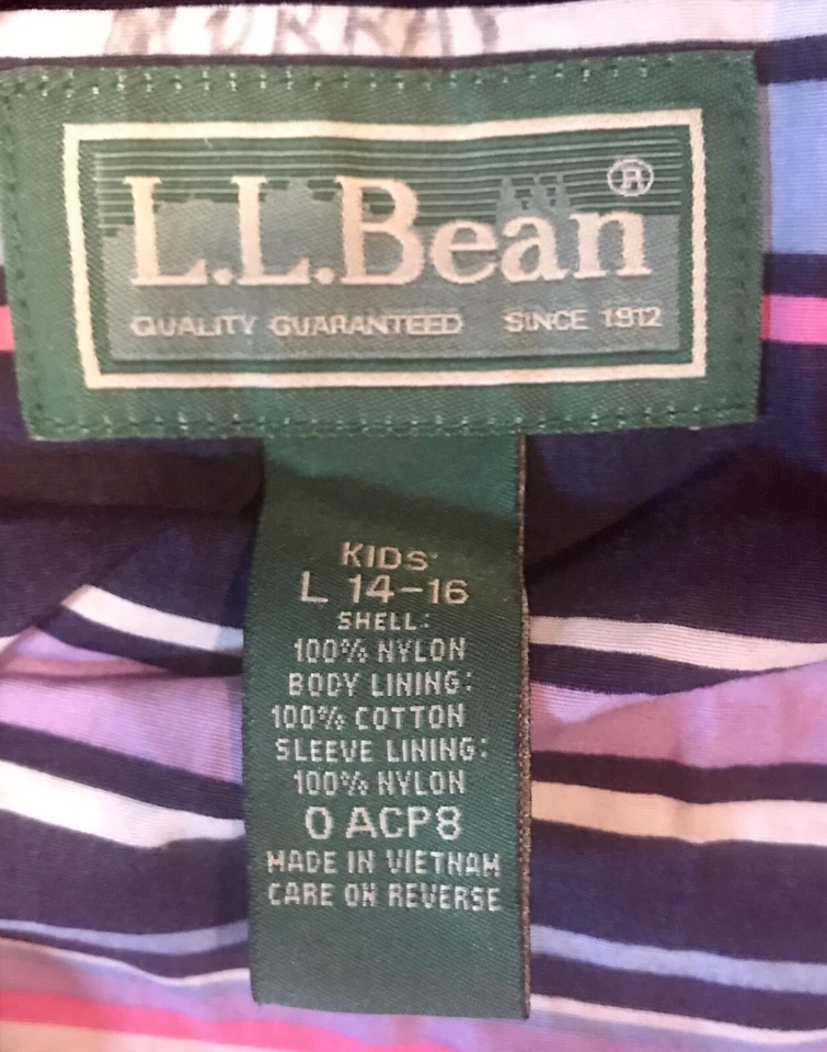 Warm Windbreaker, LL Bean, Lined Hooded Girls Size L 14-16, Pink, Pristine - Image 4 of 4