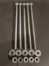 (LOT OF 5) 1/2" x 16" Carriage Bolt Galvanized WITH Nut & Washer