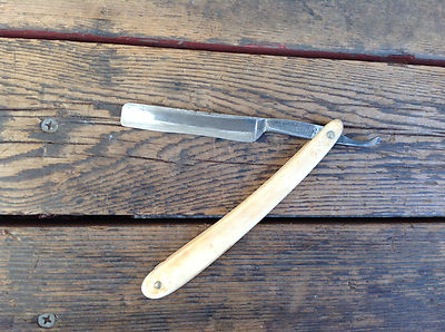 Carbonized Steel Straight Razor Germany - C&E Deckleman Sacramento Cal