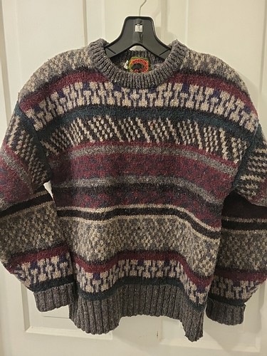 VTG Boston Traders 100% Pure Wool Winter Striped Boys Kids M Sweater - Picture 2 of 11