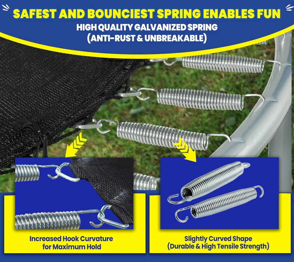 Juego de cama elástica grande y red de recinto, patio trasero exterior 7,5 9 10 12 14 15 16 pies Foto 3 de 4