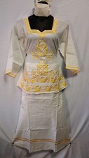 Women Clothing African Dashiki Skirt Suit Attire Off White Free Size Print 9316