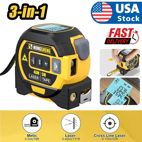 3 IN 1 Laser Tape Measure Digital Tape Measure High Precision Laser Rangefinder - Picture 2 of 17