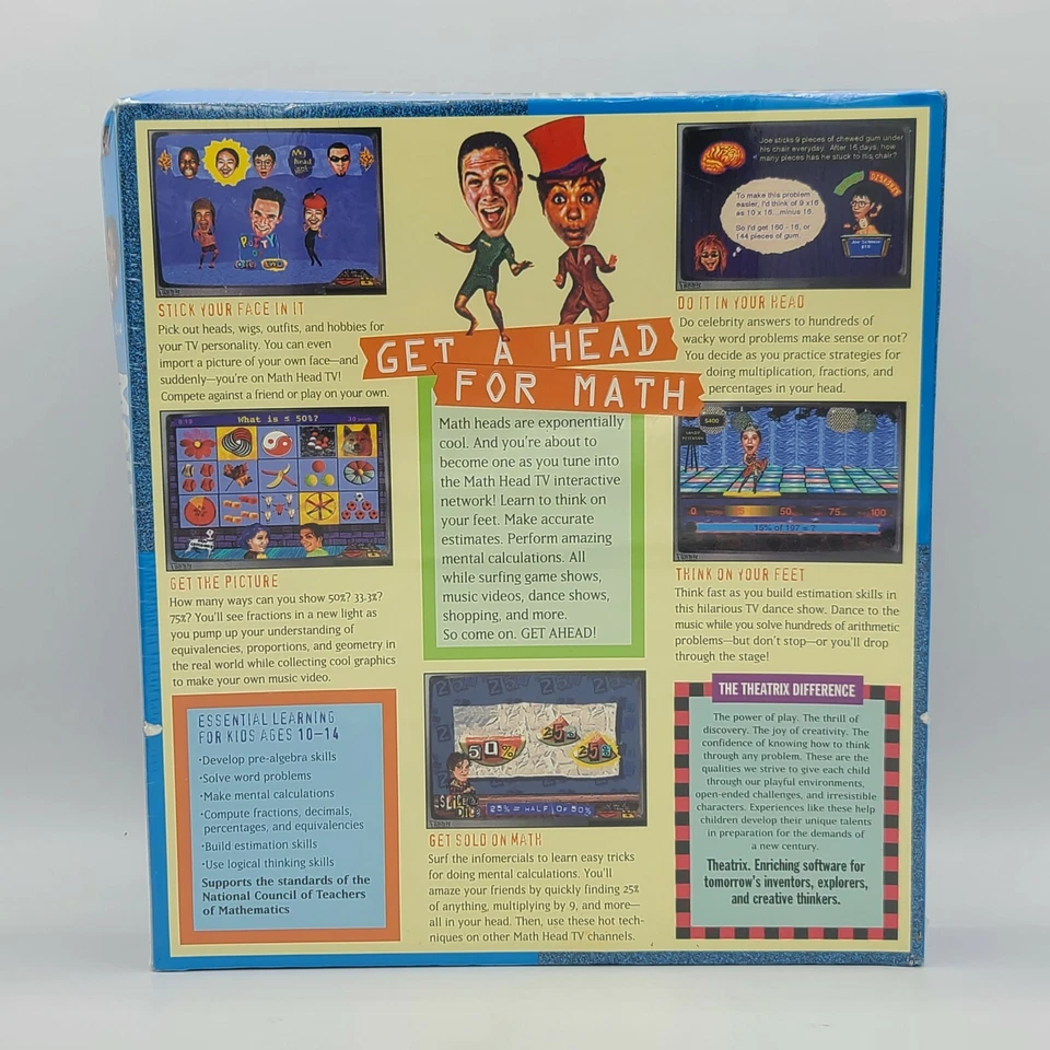 Math Heads By Theatrix PC MAC CD-ROM Ages 10-14 Vintage Sealed  - Image 2 of 4