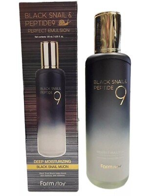 Korean FarmStay Black Snail & Peptide9 Perfect Emulsion 120ml  Mucin