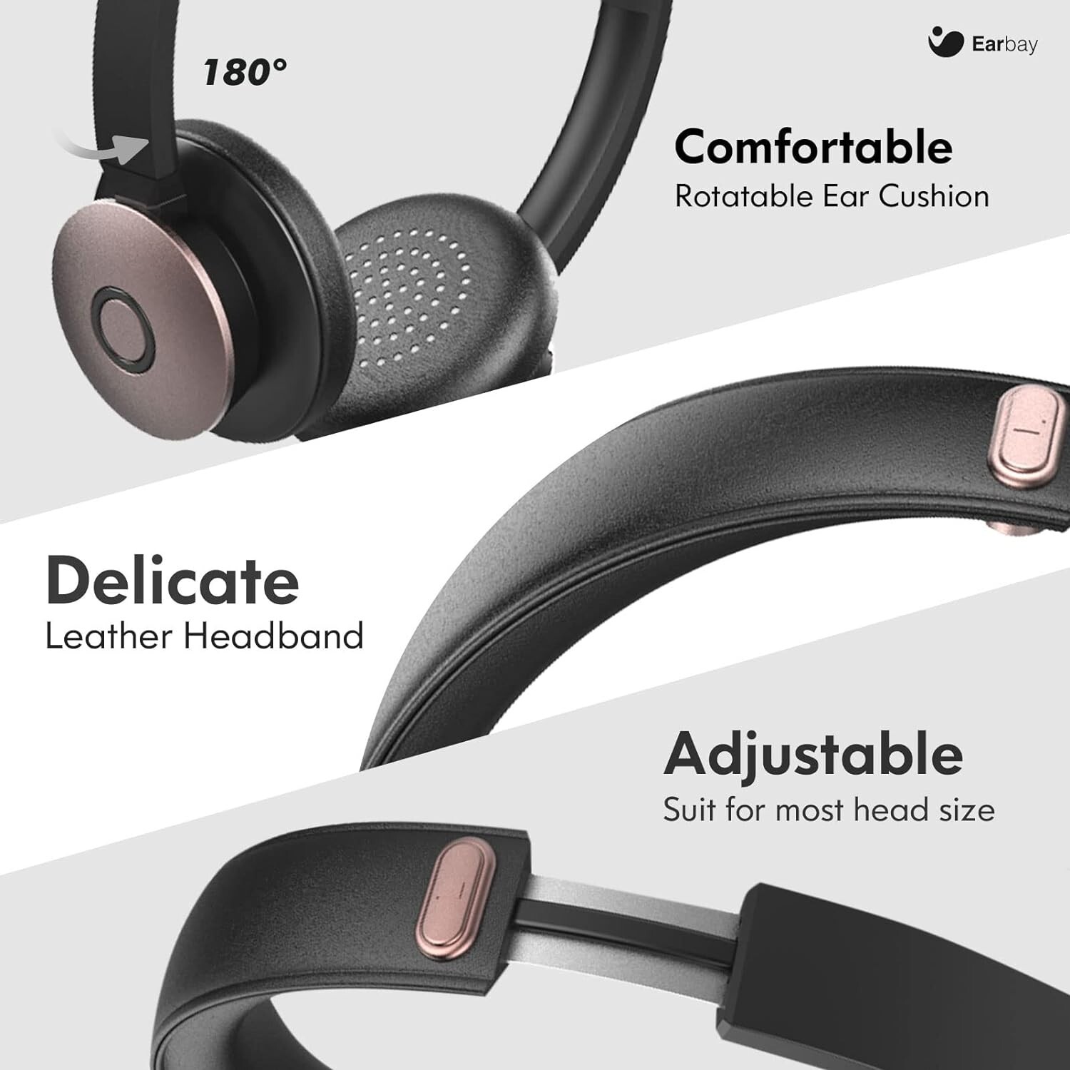 Earbay Bluetooth Headset, Wireless Headphones with Mic Noise Canceling