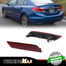 Pair Red Rear Bumper Reflector Set For 2013-2015 Honda Civic Left & Right Side