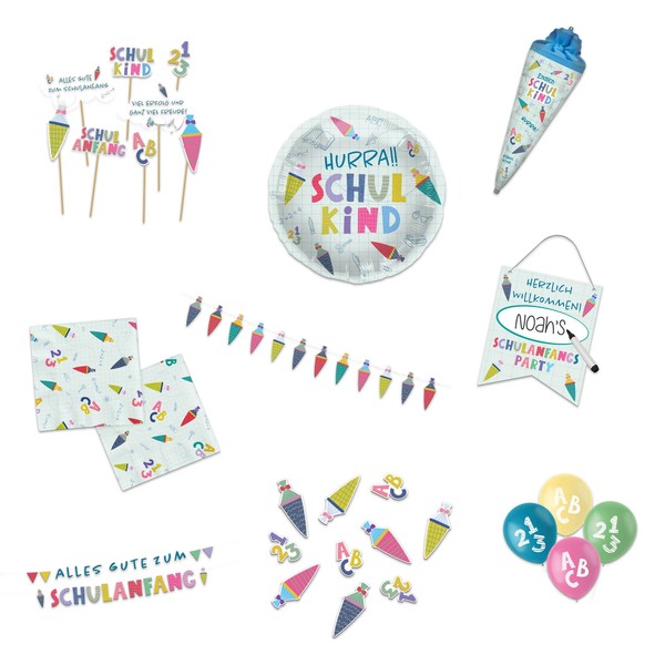 Schulanfang Partyset Einschulung Deko SchultüTe Serviette Folienballon Girlande-image