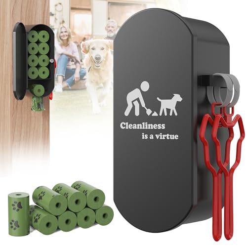 DIY Dog Poop Bag Dispenser Wall Mount with 2Pcs Dog Poop Bag Holder and