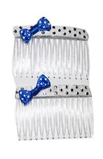 A pack of 2 Blue Bows Hair Slides 7cm 