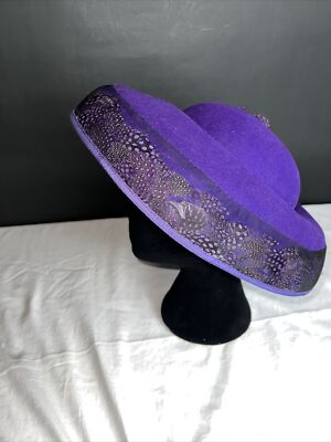 Donna Vinci Hat Church Purple Feather | eBay display picture 2