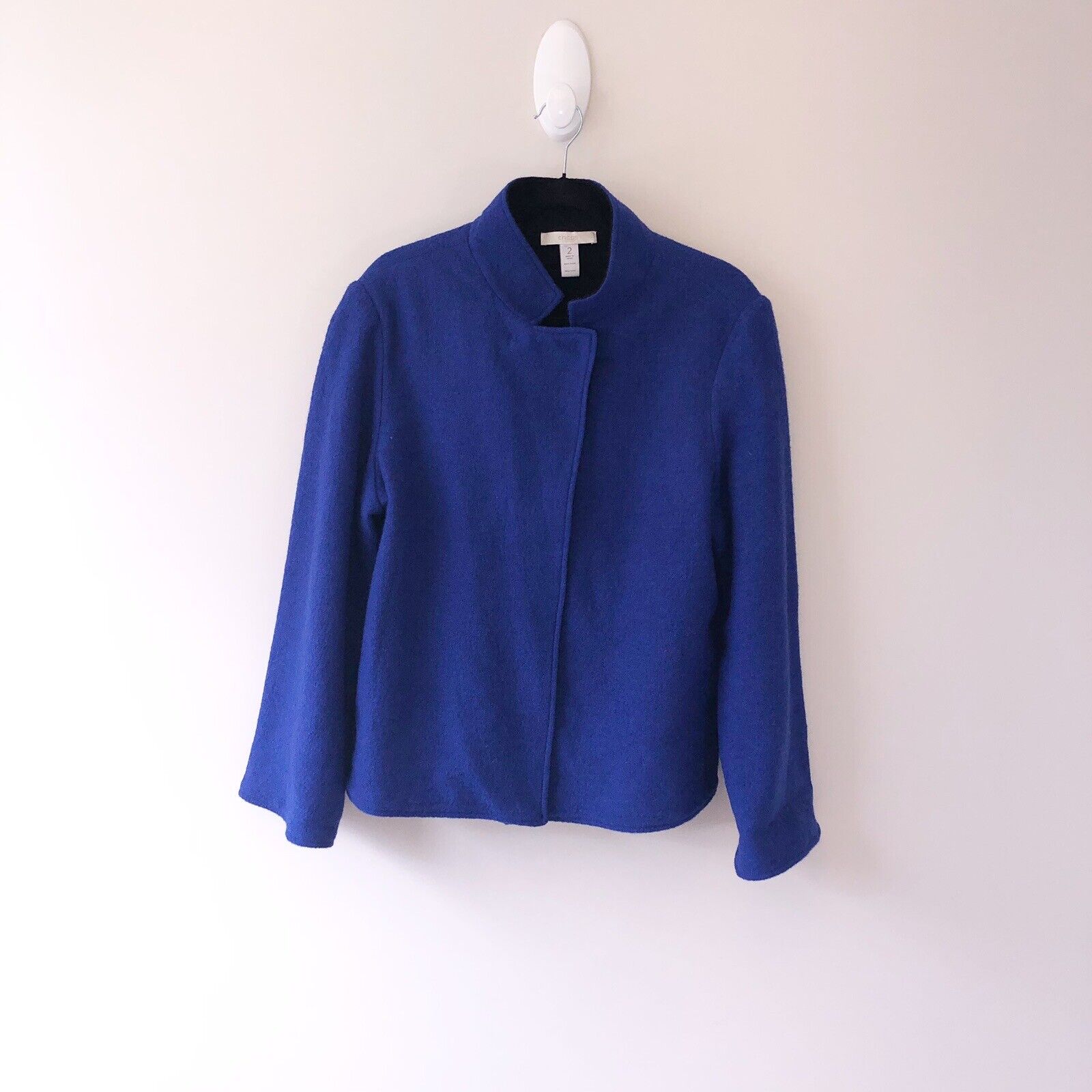 Chico’s Boiled 100% Wool Jacket Blazer Blue Artsy… - image 1