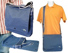 LACOSTE MESSENGER BAG Medium Vintage M86 New City Casual 6 Jeans Blue NEW