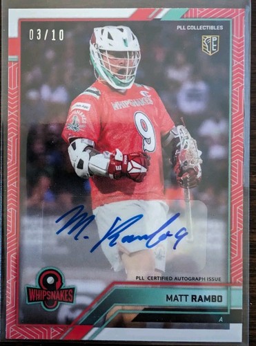 2023 Premier Lacrosse League PLL Snapshot #13 Matt Rambo RED Auto # /10 ...