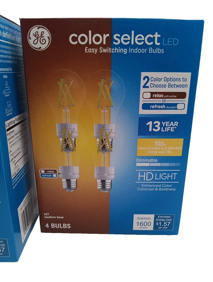 GE A21 Bulbs Color Select LED Light Bulbs, 100 Watt, Medium Base, 4pk NEW Lot 2 - Image 2 of 4