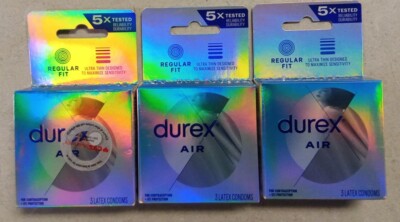 3 Durex Air Condoms, Extra Thin,  Maximize Sensitivity Condoms. Expired 08/2026