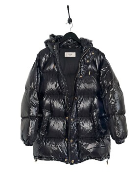 Celine Gold Buttons Triomphe Patch Black Puffer Jacket - SMALL | eBay