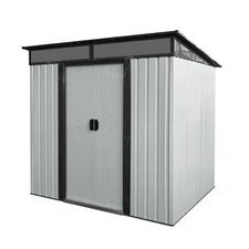 6x5 FT Metal Outdoor Storage Shed with Lockable Sliding Doors Waterproof Sturdy